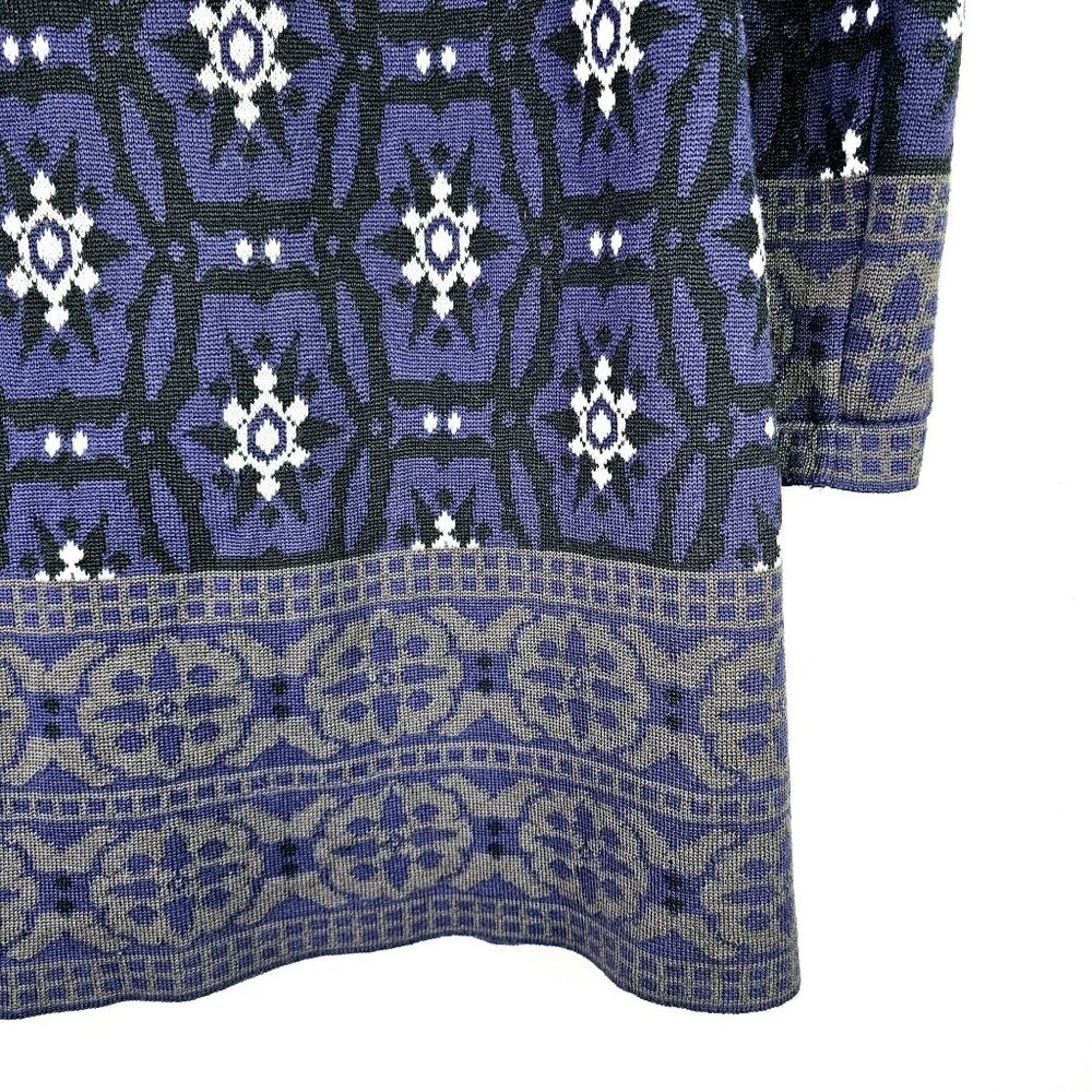 Twin-Set Simona Barbieri Royal Blue Geometric Snowflakes 100% Italian Wool Coat - Picture 6 of 12